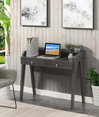 Convenience Concepts Newport Deluxe 2-Drawer Desk with Shelf, Weathered Gray