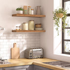 HOOBRO Floating Shelves for Wall, Wall Mounted Shelf Set of 2, 23.6" Hanging Shelf with Invisible Brackets, for Wall in Bathroom, Bedroom, Toilet, Kitchen, Living Room, Office, Rustic Brown BF60BJ01