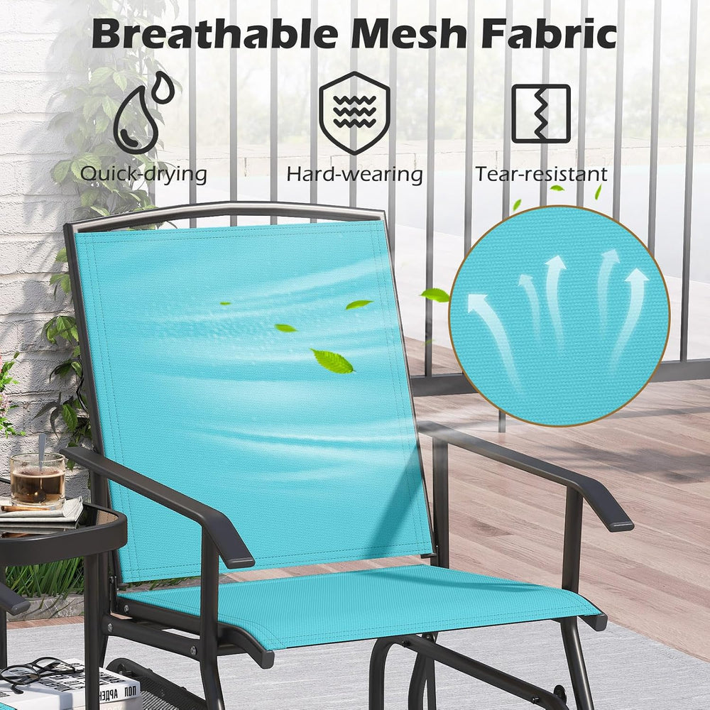 Tangkula 2-Seater Outdoor Glider Bench with 2-Tier Center Table (Turquoise) |...
