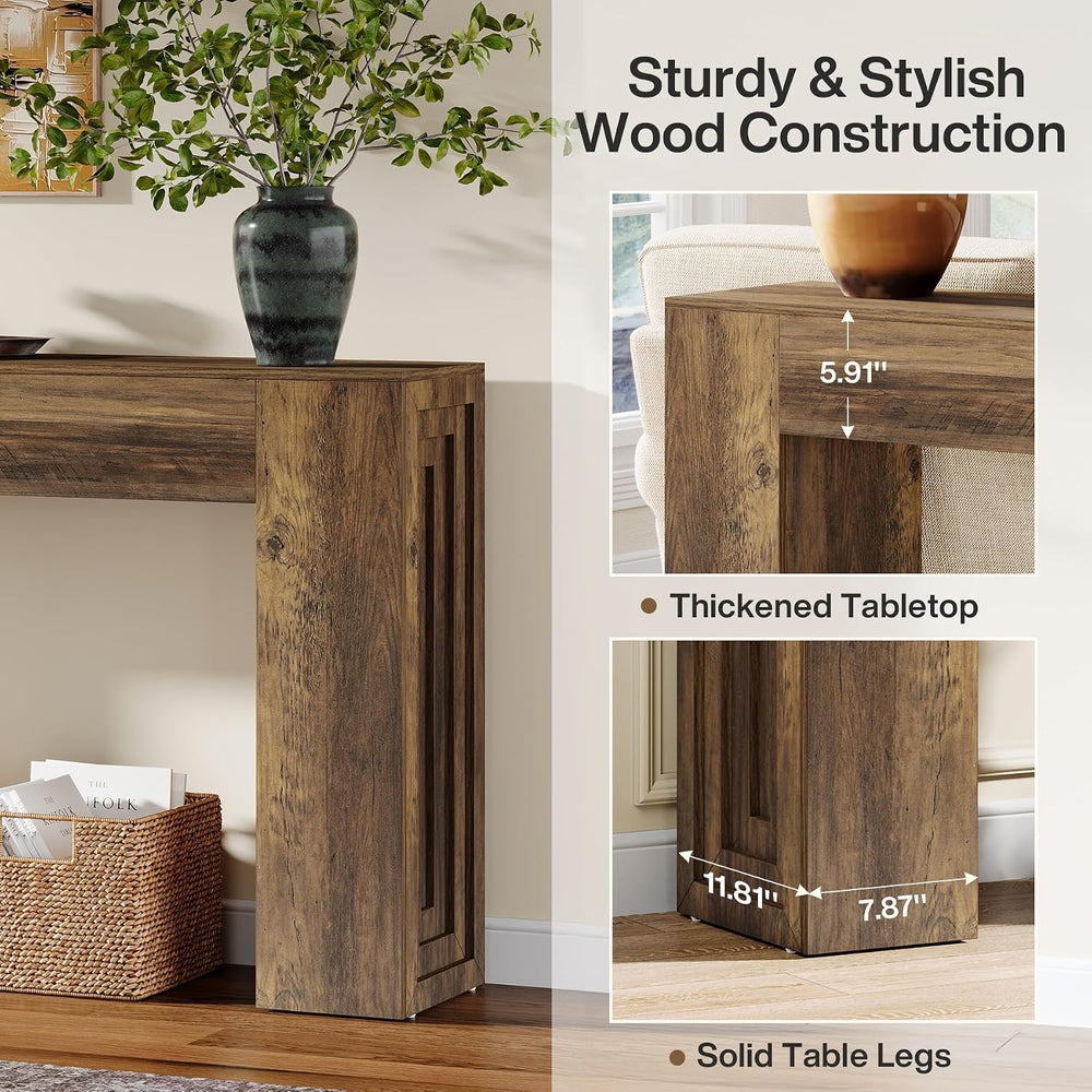 Tribesigns 63-Inch Farmhouse Console Table, Narrow Sofa Table Behind the Couc...