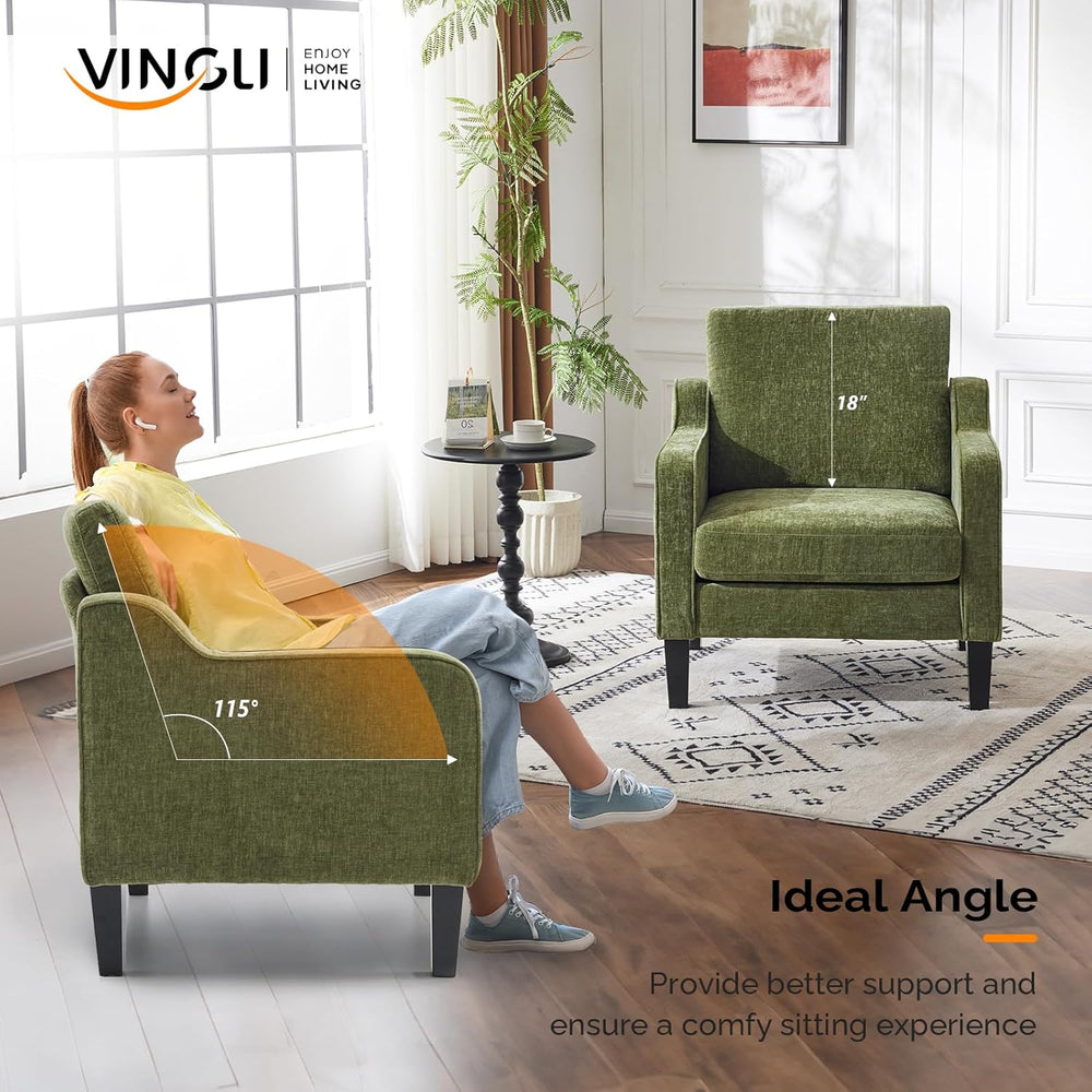 VINGLI Accent Chair for Living Room Chairs Olive Green Reading Chair for Bedr...