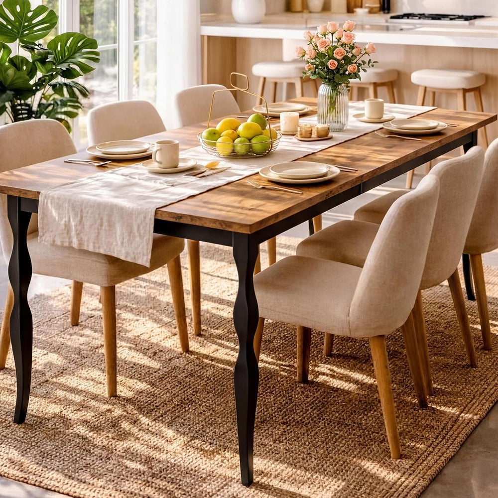 Garvee 79-Inch Modern Farmhouse Dining Table, Large Rectangular Kitchen Table...
