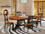 East West Furniture PLQU5-BCH-W 5 Piece Kitchen Table Set for 4 Includes an Oval Dining Room Table with Butterfly Leaf and 4 Dining Chairs, 42x78 Inch, Black & Cherry