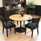 GOTMINSI Mid Century Modern Dining Chairs,Velvet Farmhouse Upholstered Kitchen Chairs, Accent Curved Backrest Dining Room Chairs with Hardwood Legs (Black, 2PCS)