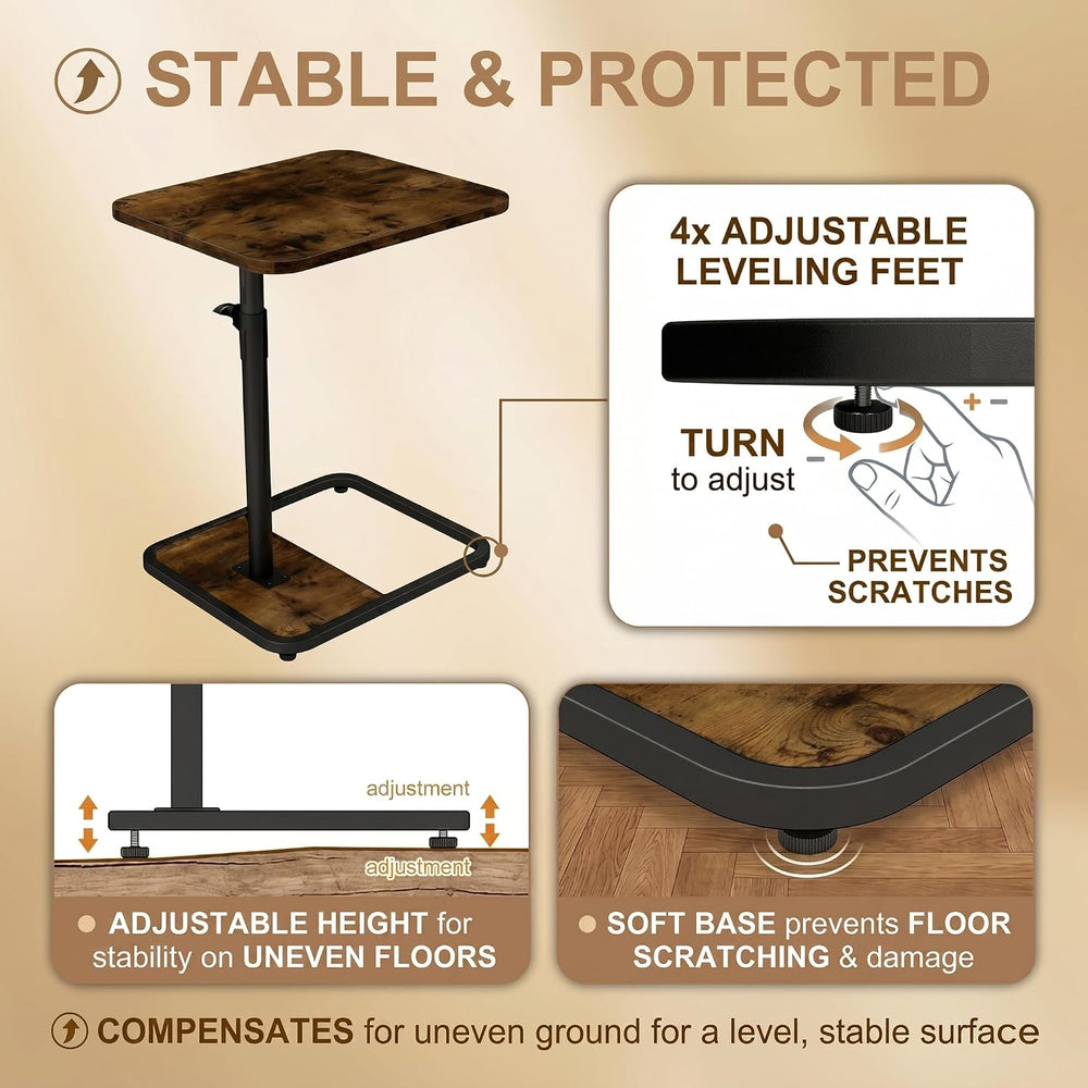YUHFERA Large 2-Pack TV Tray Tables for Couch, Adjustable Height, Brown