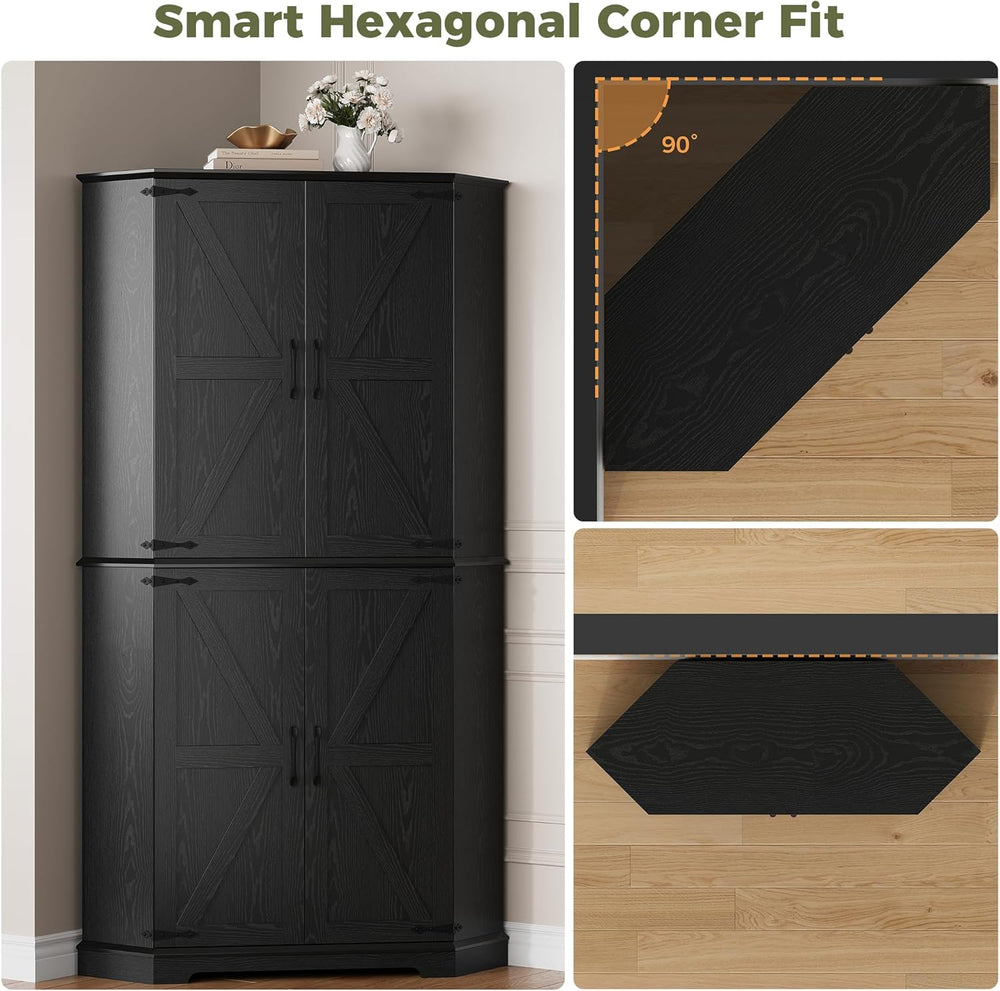 IRONCK Corner Cabinet, 72" Kitchen Pantry Cabinet, 6-Tier Freestanding F...