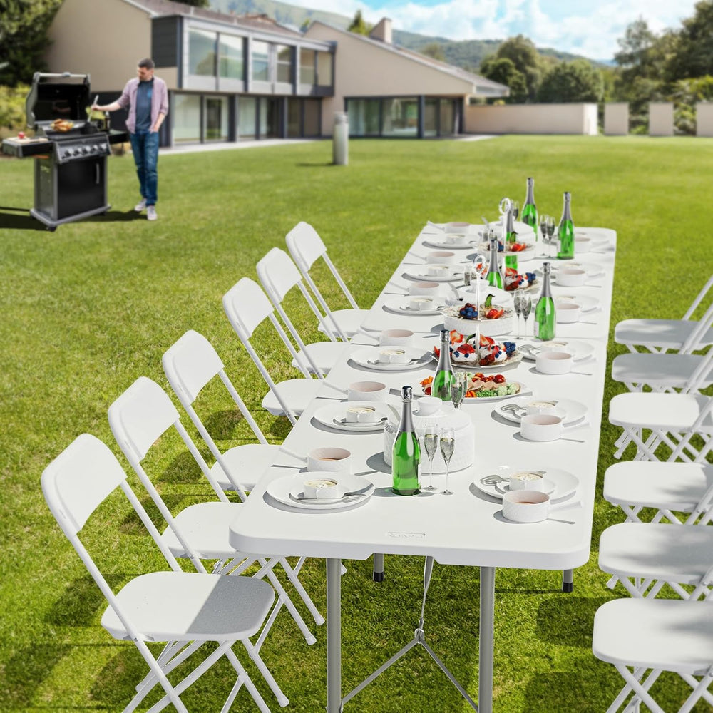 VINGLI 6-Foot Portable Plastic Folding Table,Rectangular HDPE Tabletop Foling...