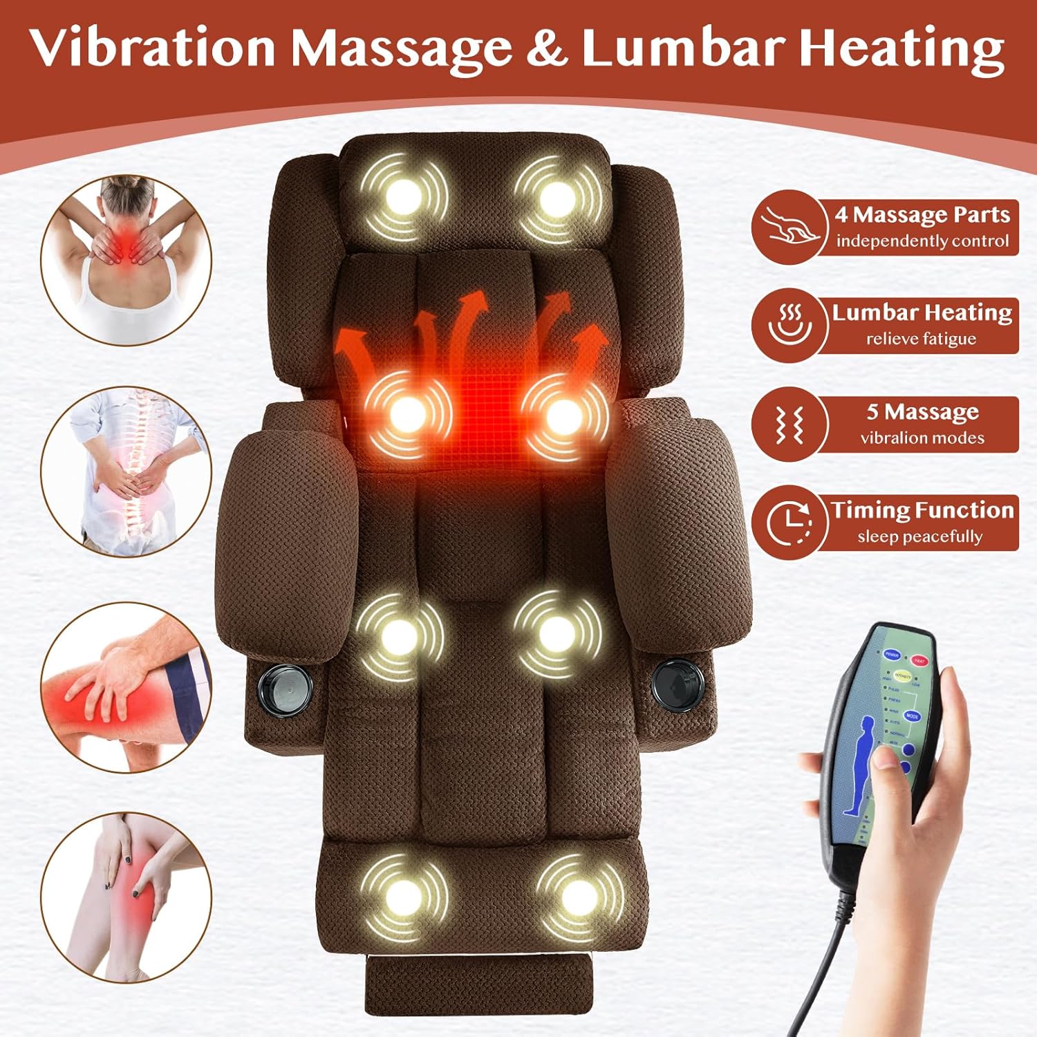 3 Motor Large-Wide Lift Chair, Infinite Position, 180° Lay Flat, Power Lift Chairs Recliners for Elderly Big and Tall, Massage & Heat, Extended Footrest (Dark Brown, Large Wide)