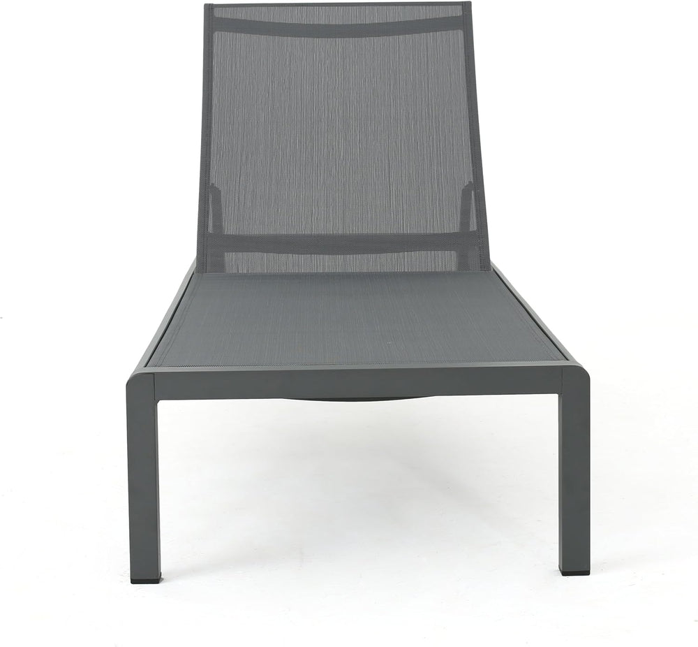 Christopher Knight Home Cape Coral Outdoor Aluminum Chaise Lounges with Mesh ...