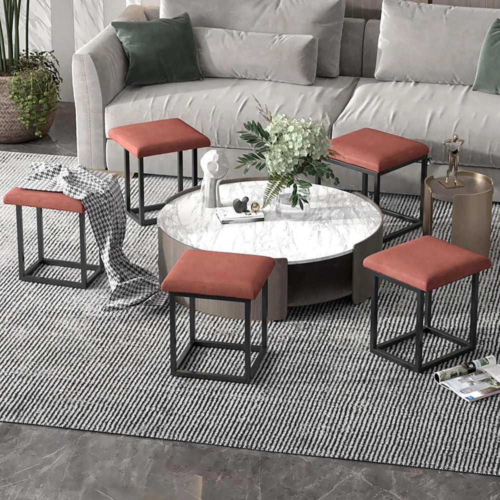 Square Multi-Functional Footstool with Wheels, 5-in-1 Entryway Storage Stool,...