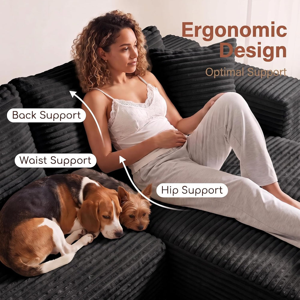 Couch Modular Sectional Sofa Cloud Couch | Oversized Deep-Seat Wide-Wale Cord...