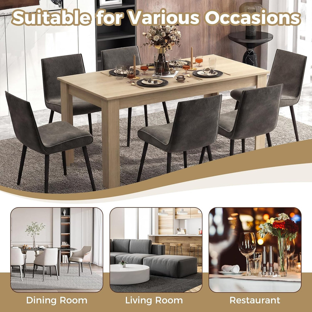 COSTWAY 63”Rectangular Dining Table for 4-6 People,Farmhouse Dinette with Lar...