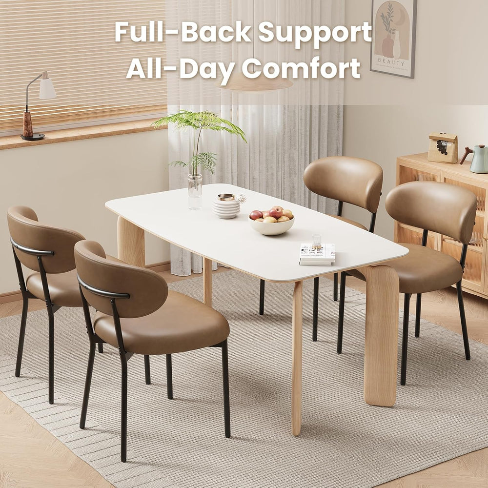 Upholstered Dining Chairs Set of 6, Modern Faux Leather Kitchen Chairs with C...
