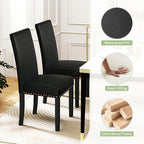 LSSPAID Dining Chairs Set of 2, PU Leather Upholstered Dining Room Chairs with Nailhead Trim and Solid Wood Legs for Home and Kitchen, Black