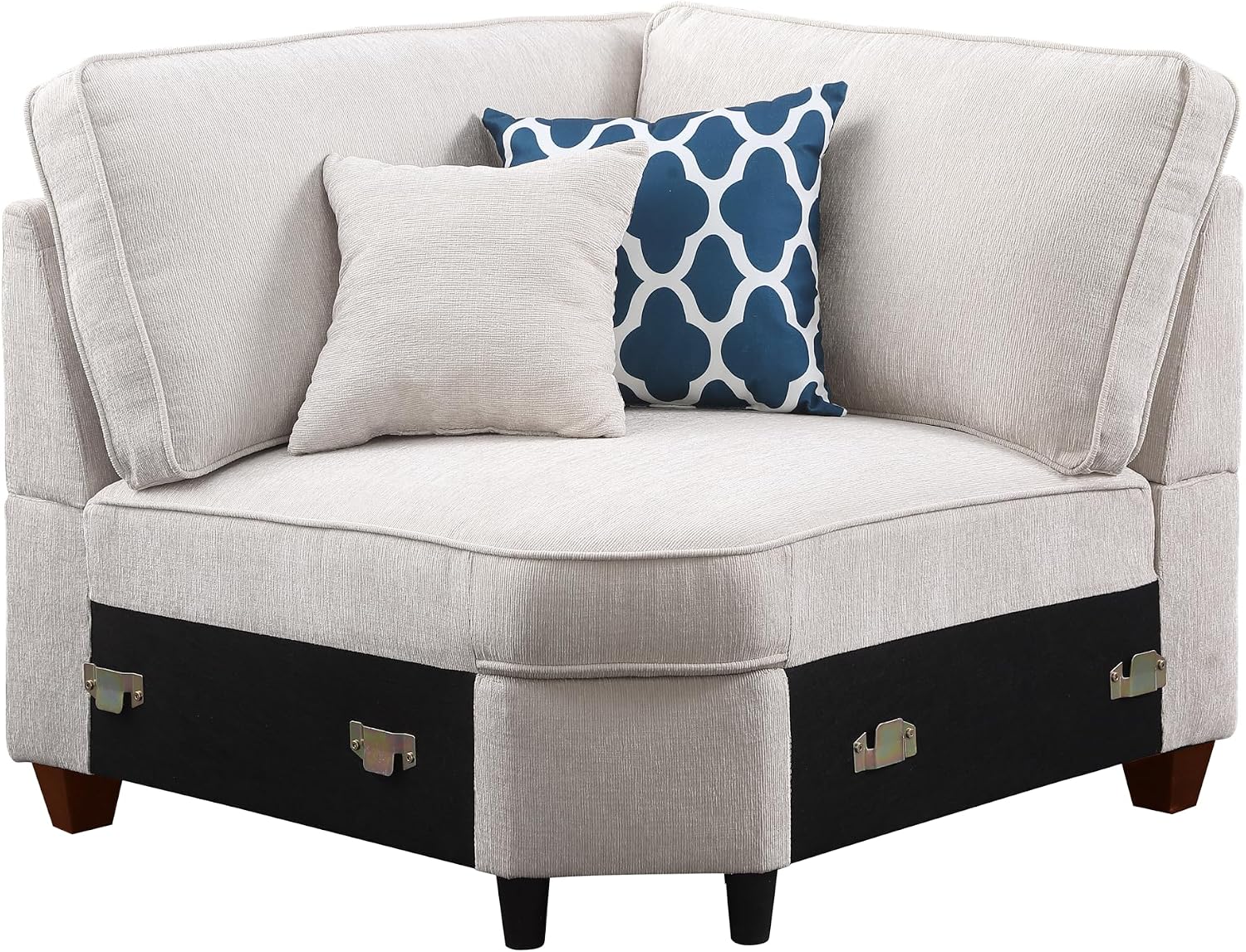 Ball & Cast 127" L-Shaped Sectional Couches for Living Room with Movable Ottoman,2 Cup Holders & USB Ports,7 Seat Chenille Upholstered Sofa W/6 Throw Pillows & Hidden Storage Box,DIY Combination,Beige