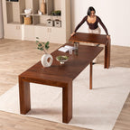 Transformer Table Solid Wood Extendable Dining Table, Red Oak | Seats 2-12, Expandable Dining Room Table, Space-Saving Furniture, Kitchen and Dining Room Furniture, Table + Bench