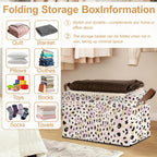 32L Large Storage Bins with Handles, Basket Organizer for Shelves, Closet, Books, Laundry & Home Decor (Pink Leopard Print)