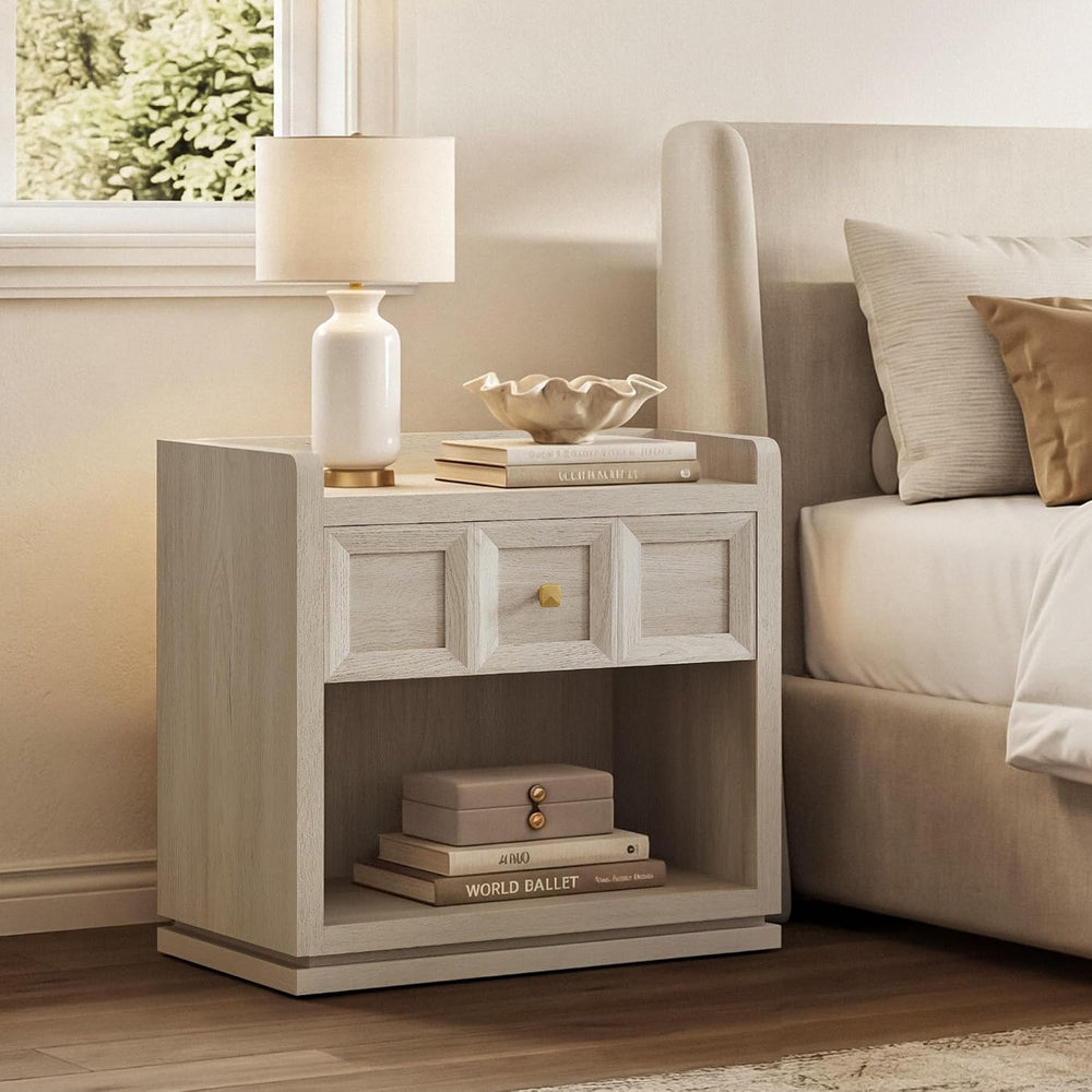 SICOTAS Night Stand Set 2, 26" Wide Nightstands with Drawer