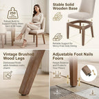 HNY Modern Dining Chairs Set of 6 with Comfortable Back Support, Farmhouse Soft Linen Upholstered Kitchen Dining Room Chairs with Solid Wood Legs, Armless Accent Side Chairs for Living Room, Beige