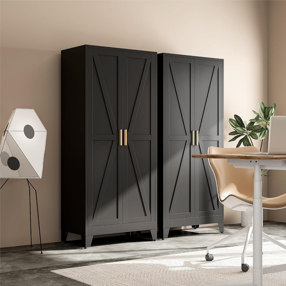 Bevivog Metal Wardrobe Closet with Doors, 71" Farmhouse Bedroom Armoire ...