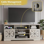 Farmhouse TV Stand for 65/60/55 Inch Tvs, Rustic Entertainment Center with LED Lights and Power Outlets, Modern Media Console Table, Wood Television Furniture for Living Room, Bedroom, Grey