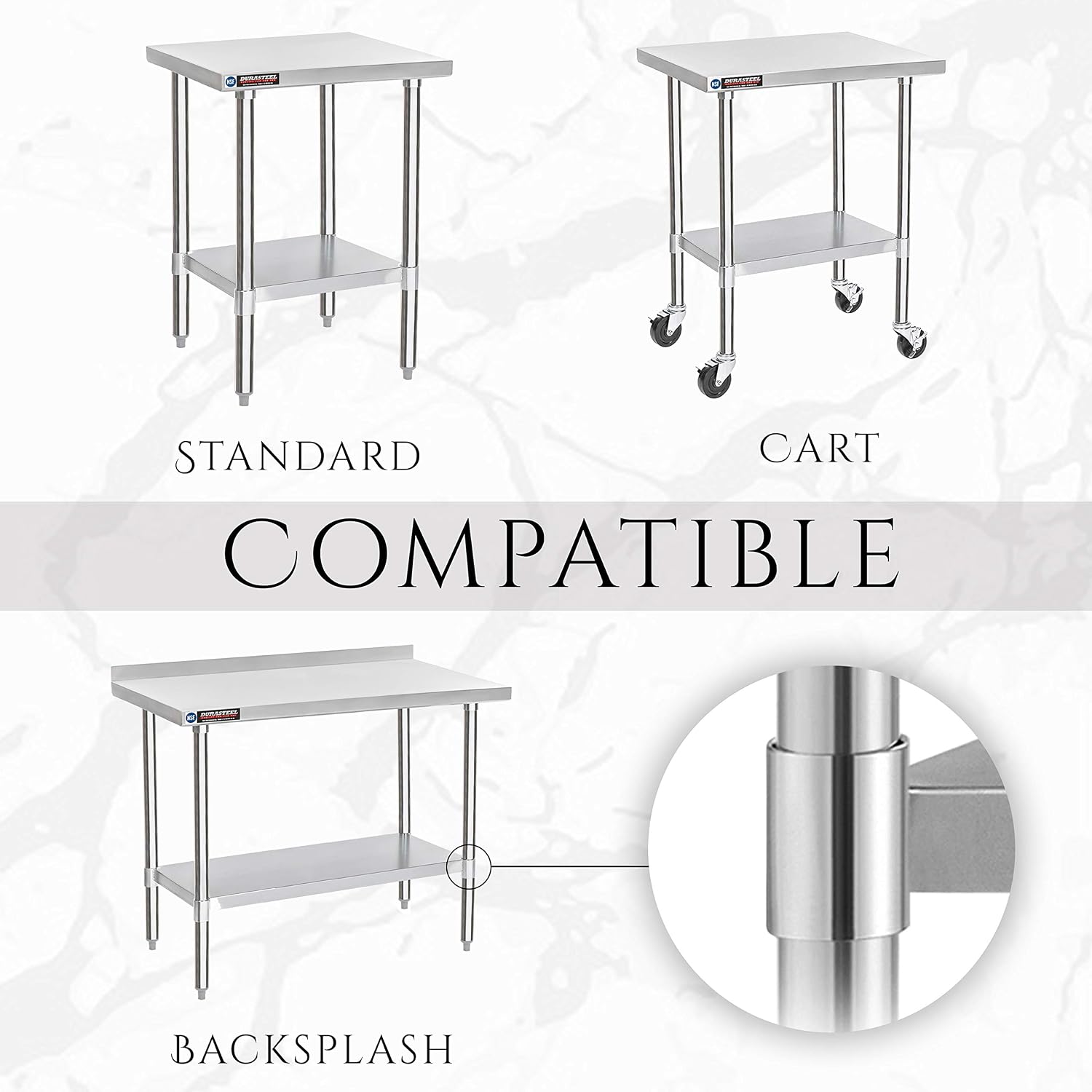 DuraSteel Galvanized Under Shelf for Work Tables - Extra Adjustable Lower Shelf for 30" x 48" Stainless Steel and Wooden Worktables - Fits for use in Restaurant, Warehouse, Home, Kitchen, Garage