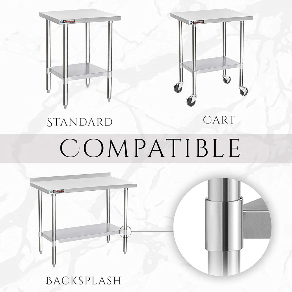 DuraSteel Galvanized Under Shelf for Work Tables - Extra Adjustable Lower She...