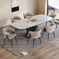 Modern Dining Chairs Set of 6, Upholstered Faux Leather Kitchen Side Chairs with Curved Open Back, Easy Assembly for Dining Room, Restaurant, Cafe, Warm Gray