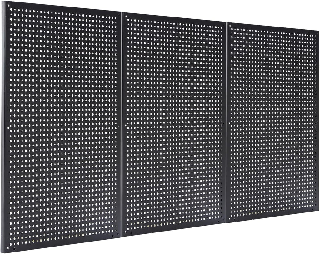 Peg Board,3 Pack 16-Inch X 24-Inch Heavy Duty Metal Peg Board Tool Organization Panels,Ideal for Storage Solutions in Garages, Workbenches, Workshops, Kitchens, and Other Iocations(Black)