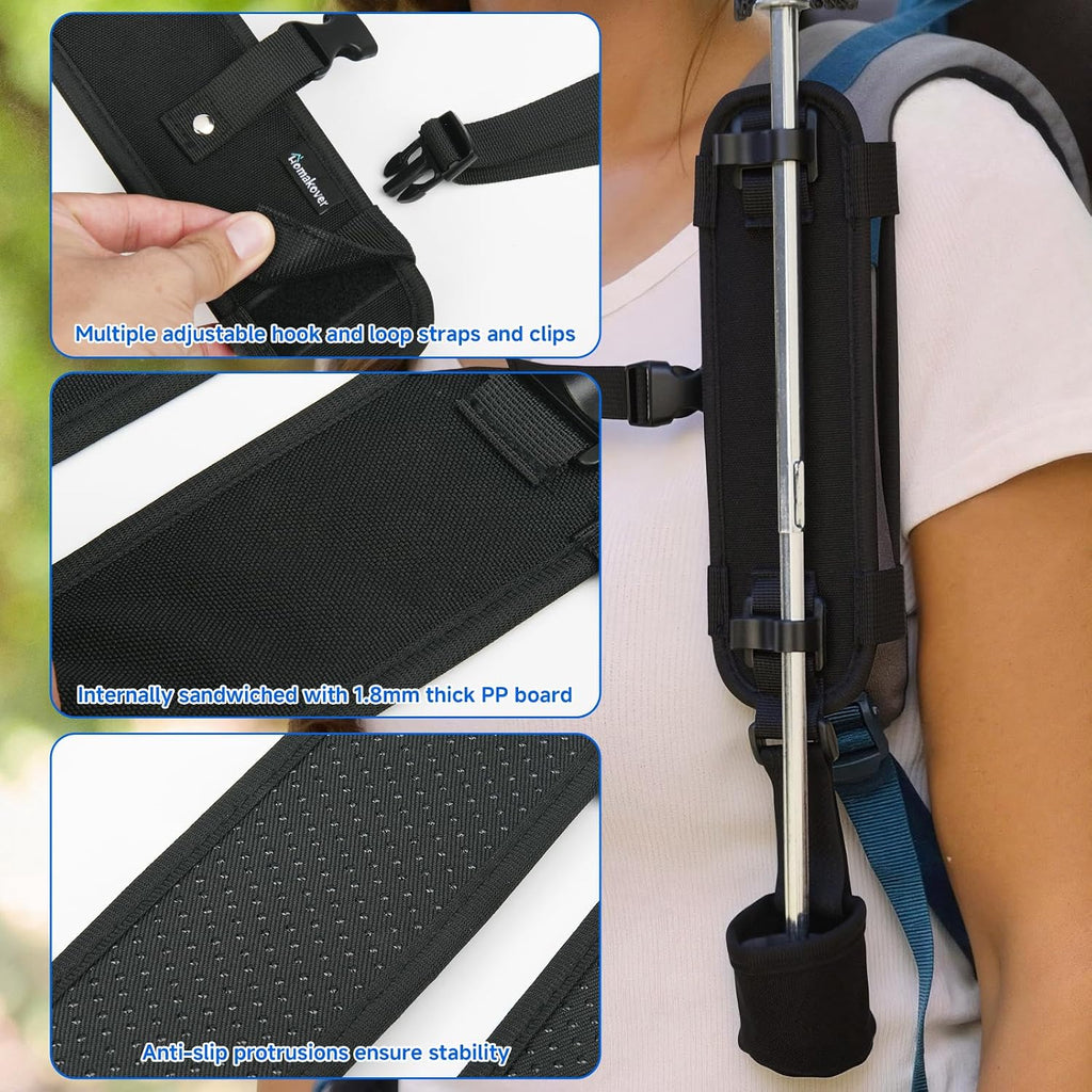 Homakover Hands-Free Backpack Umbrella Clip Holder, Rain Stand Bracket Mount for Outdoor Hiking Fixed, Fit for Most Standard Backpack Shoulder Strap