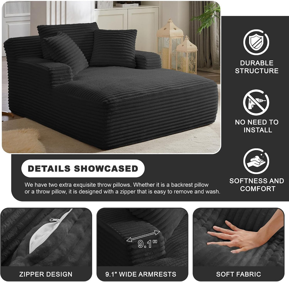 66" Chaise Lounge Chair Indoor, Chair Couches for Living Room,Deep Seat ...