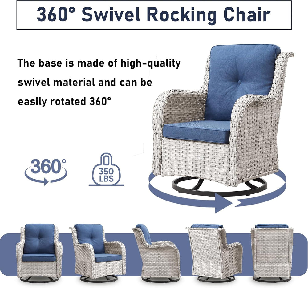 Outdoor Furniture：11 PCS Patio Furniture Set, Outdoor Furniture Set with Swiv...