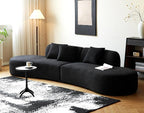 Container Furniture Direct 132" Curved Sofa with Throw Pillows, 6 Seater Luxury Velvet Couch with Half Moon Design and High-Density Foam, Ideal for Modern Living Room, Office & Apartment, Black