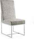 Manhattan Comfort Element Modern Velvet Dining Chairs, High Density Foam, Chrome Finish Stainless Steel Frame, High-Back, Fully Assembled Industrial Chic Accent Furniture, Set of 1, Steel