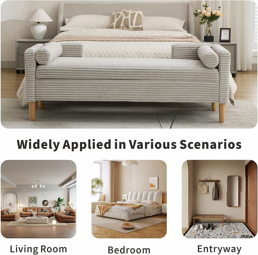 Chifee & Vingol 65.35" W Ottoman with Storage Bench for Bedroom End ...