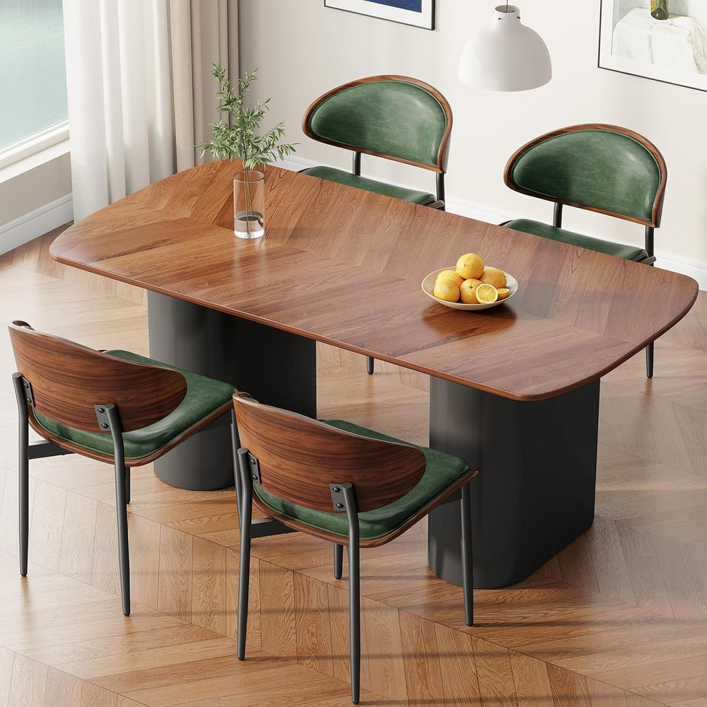 REONEY Dining Chairs Set of 4, Mid-Century Modern Kitchen Chairs, Green