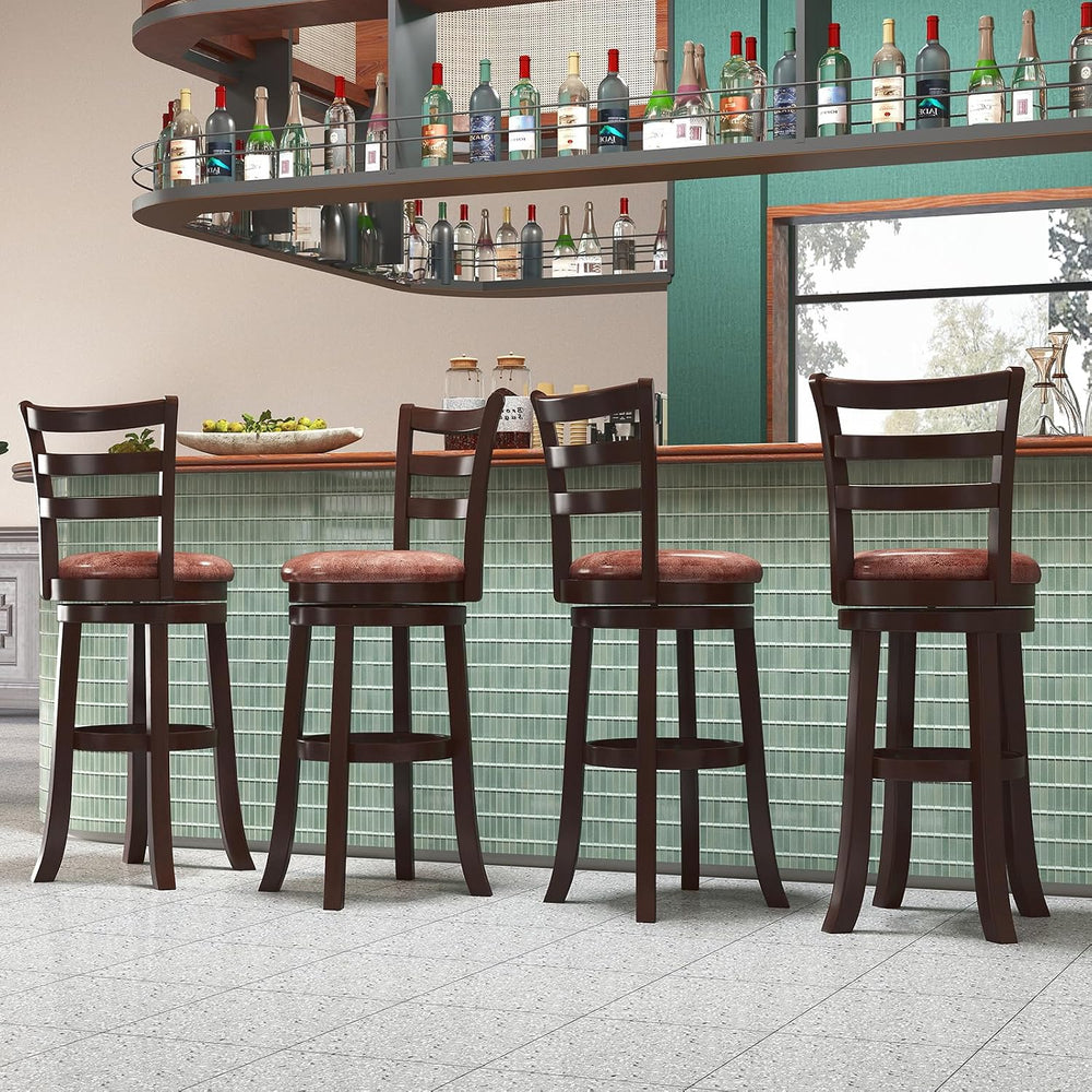 COSTWAY 30” Bar Height Stools Set of 4, Swivel l High-Top Chairs with Backres...