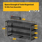 Heavy Duty 4-Tier Power Tool Organizer Wall Mount Rack, Quick Assembly Tool Wall Organizer with 8 Drill Holders & Charging Station, for Garage Workshop Shed Organization - 4 Shelves 8 Slots