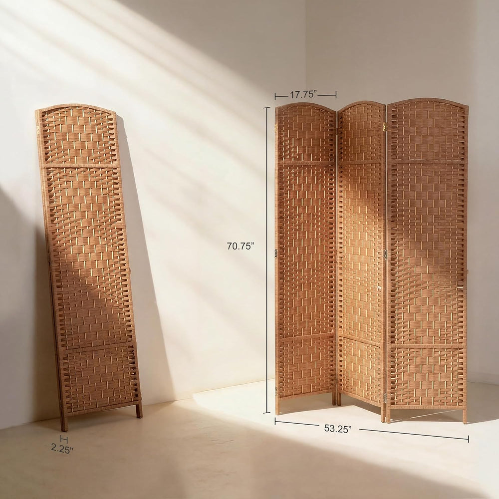 HOMCOM Room Divider 3-Panel, 6FT-Tall Folding Privacy Screen, Natural