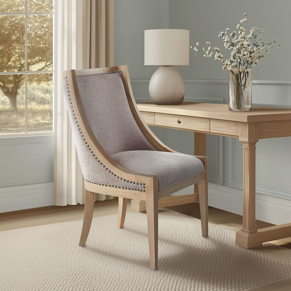 Martha Stewart Farmhouse Dining Room Chair, Recessed Arm Chair for Bedrooms, ...