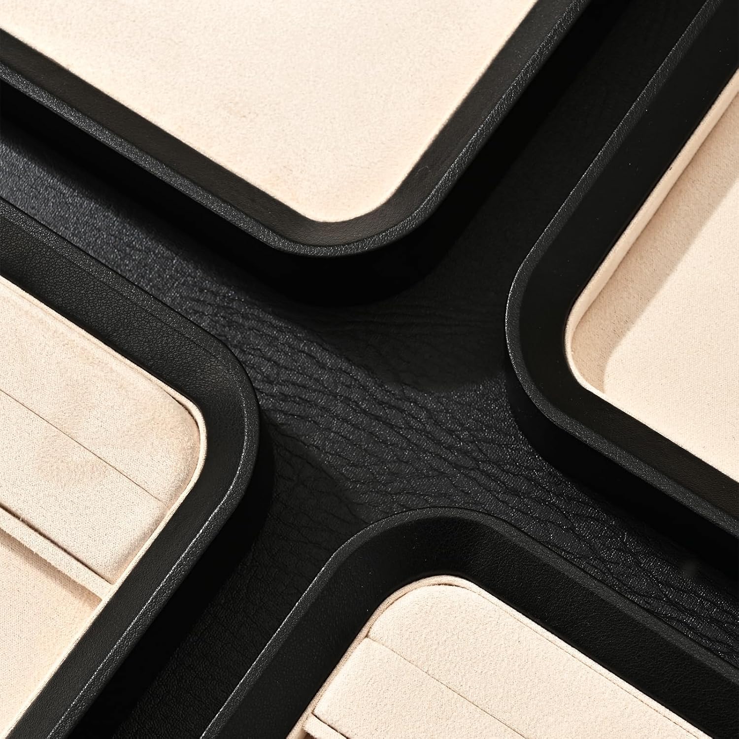 Oirlv Black Leather Jewelry Display Tray 11.81"x7.87" | Black Leather Exterior, Soft Velvet Lining, Sleek Black Finish, Versatile Jewelry Storage, Sturdy Construction