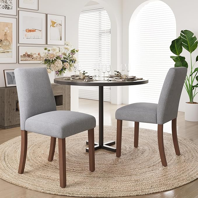 Dining Chairs Set of 2, Modern Dining Room Chairs with Wooden Legs, Upholster...