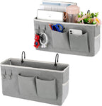 Bedside Storage Caddy/Bedside Hanging Storage Bag for Headboards Bunk Beds Dorm Rooms Book Phone Magazine Holder (2PC Grey)