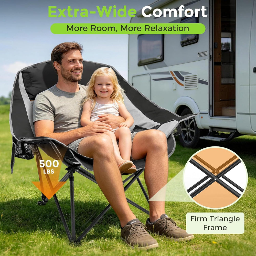 Suteck Oversized Camping Chairs for Adults - Heavy Duty Padded Camping Chair ...