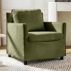 Upholstered Barrel Accent Chair, Modern Single Sofa with Washable Cover for Living Room, Bedroom,Reading Spaces,Office,Green