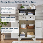 ACCOHOHO Bathroom Floor Cabinet, Farmhouse Storage Cabinet, 24" Wide Cabinet with Drawer, Adjustable Shelf, Barn Doors, Cabinets for Bathroom, Kitchen, Living Room, Off White