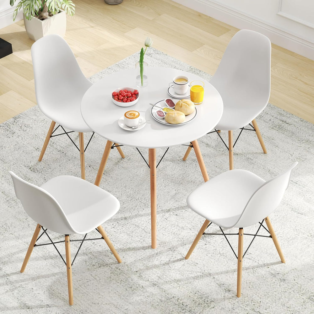 Tangkula Round Dining Table Set for 4, Modern Circle Kitchen Table & 4 Ch...
