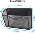 EASEPRES Magnetic 3 Single Pocket Mesh Hanging File Organizer, Vertical Wall Mounted Magazine File Holder, Mount Basket Mail Paper Document Folder Organizing for Office, Home and School, Black