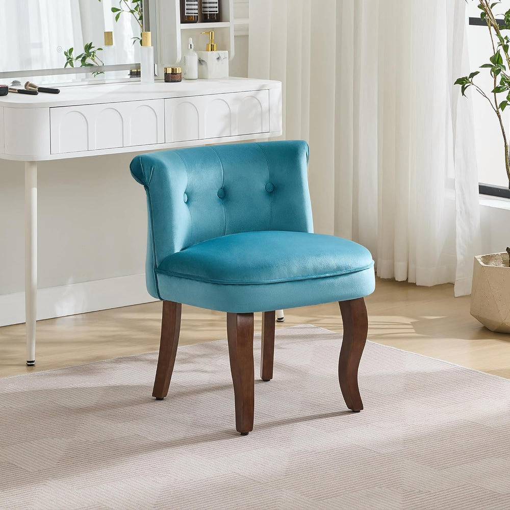 WUTUTUEE Velvet Vanity Chair with Back, Tufted Upholstered Vanity Stool with ...