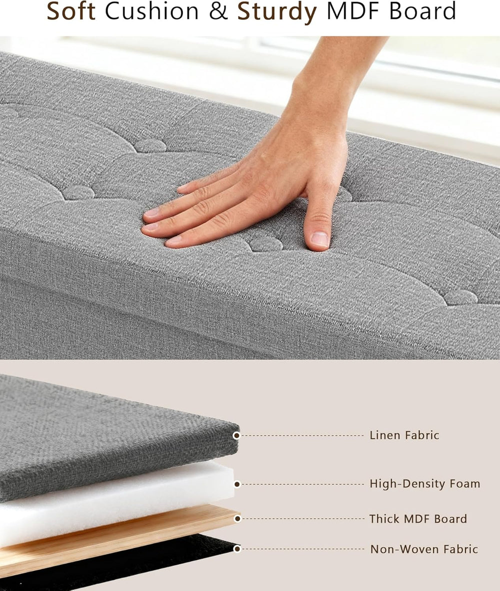 GLAXYFUR 43 Inches Folding Storage Ottoman Bench, Storage Chest | Ottoman Foo...
